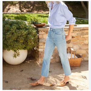 Frank & Eileen Monaghan Cropped Raw Hem 90s Light Blue Jeans